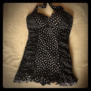 Vintage Style polka dot one-piece swimsuit bathing